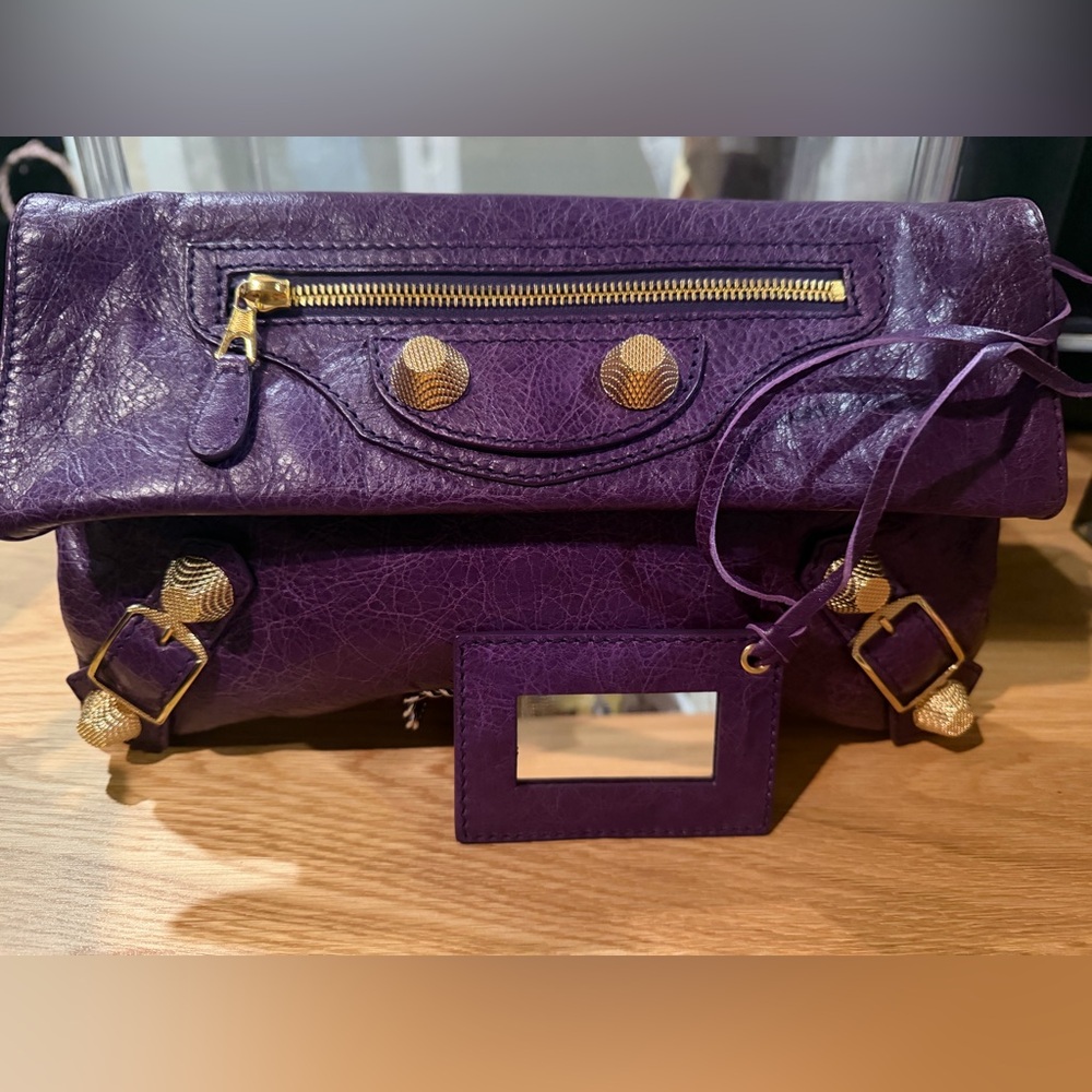 Balenciaga Purple Clutch with Giant Hardware